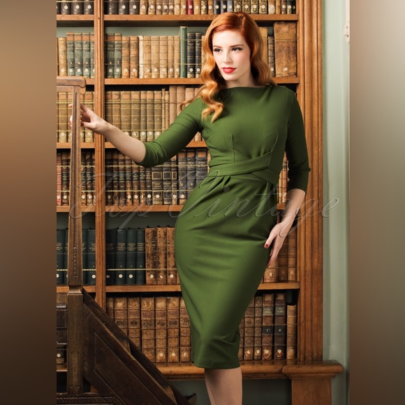 Bettie Page by Tatyana Red Midi Pencil Dress - Picture 7 of 7